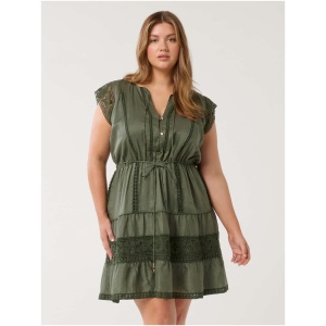 Forever New Women's Sarah Curve Plus Size Trim Mini Dress in Dark Olive