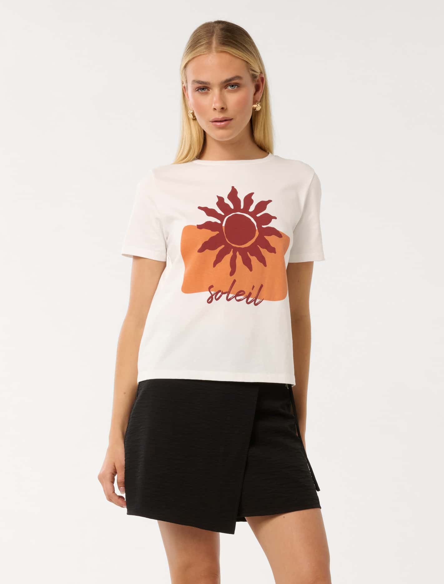 Forever New Women's Sarah Graphic Tee Shirt in Soleil Sun