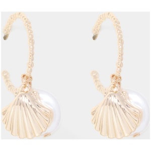 Forever New Women's Sariah Shell Hoop Earrings in Gold/Pearl