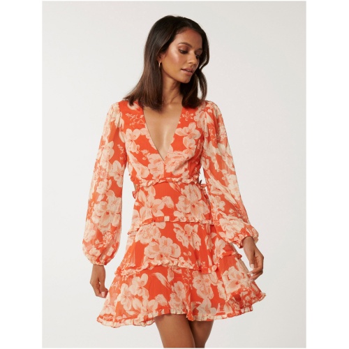 Forever New Women's Sasha Petite Floral Skater Dress in Cayenne Floral