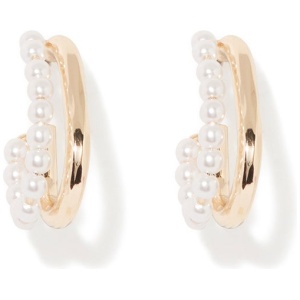 Forever New Women's Scarlett Metal Pearl Hoop Earrings in Pearl/Gold