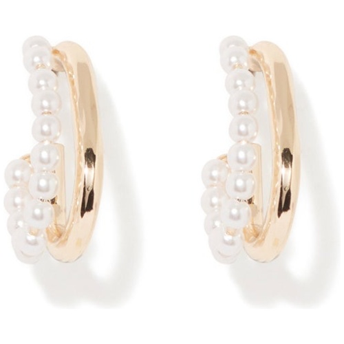 Forever New Women's Scarlett Metal Pearl Hoop Earrings in Pearl/Gold