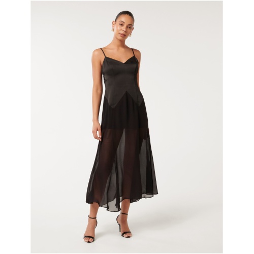 Forever New Women's Scarlett Sheer-Skirt Maxi Dress in Black