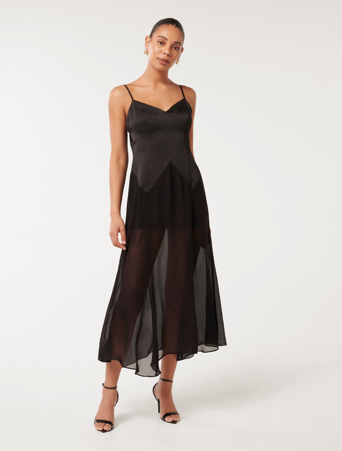 Forever New Women's Scarlett Sheer-Skirt Maxi Dress in Black