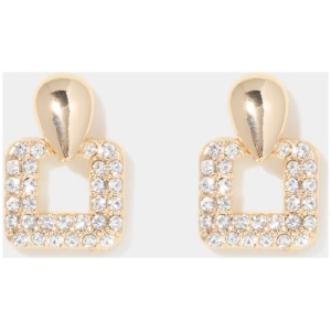 Forever New Women's Shay Square Stone Earrings in Crystal/Gold