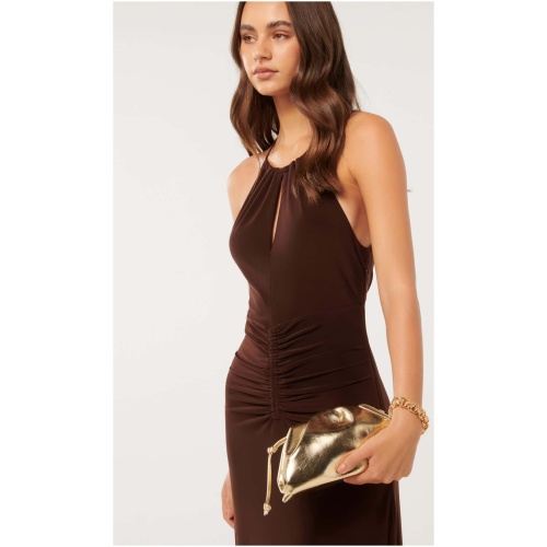 Forever New Women's Signature Ellie Metallic Ruched Clutch Bag in Gold