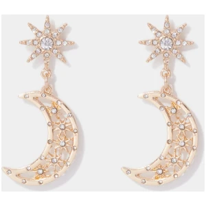 Forever New Women's Sirena Stone Moon Earring in Gold/Crystal