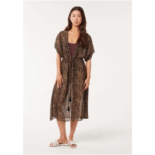 Forever New Women's Tahlia Tie Kaftan Shirt in Leopard Print