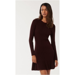 Forever New Women's Tate Petite Multi Rib Mini Dress in Bitter Cherry