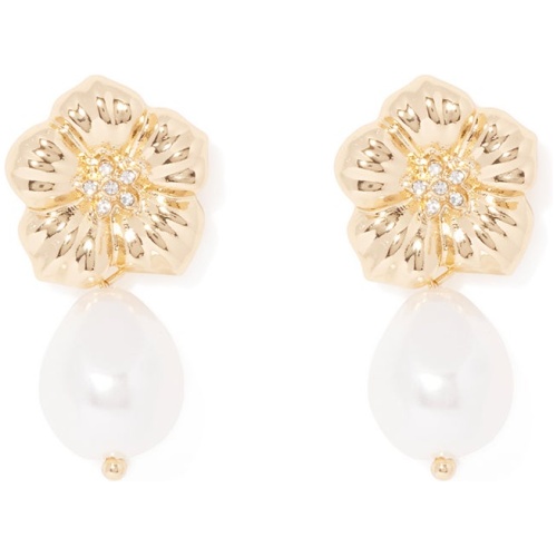 Forever New Women's Tenley Flower and Pearl Earrings in Pearl/Gold