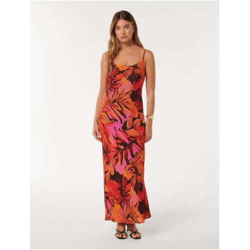 Forever New Women's Valentina Strappy Slip Dress in Rust Capella Tropical