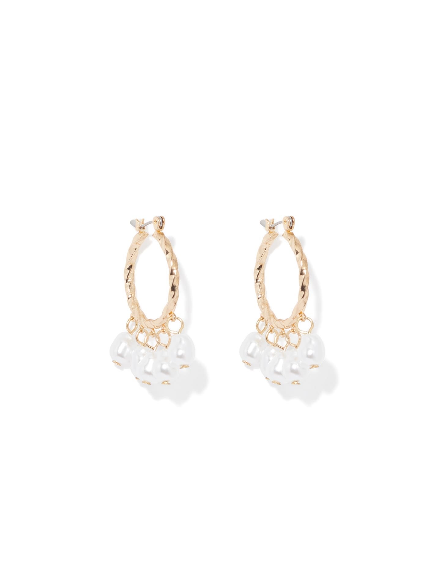 Forever New Women's Vanessa Twist Pearl Hoop Earrings in Pearl/Gold