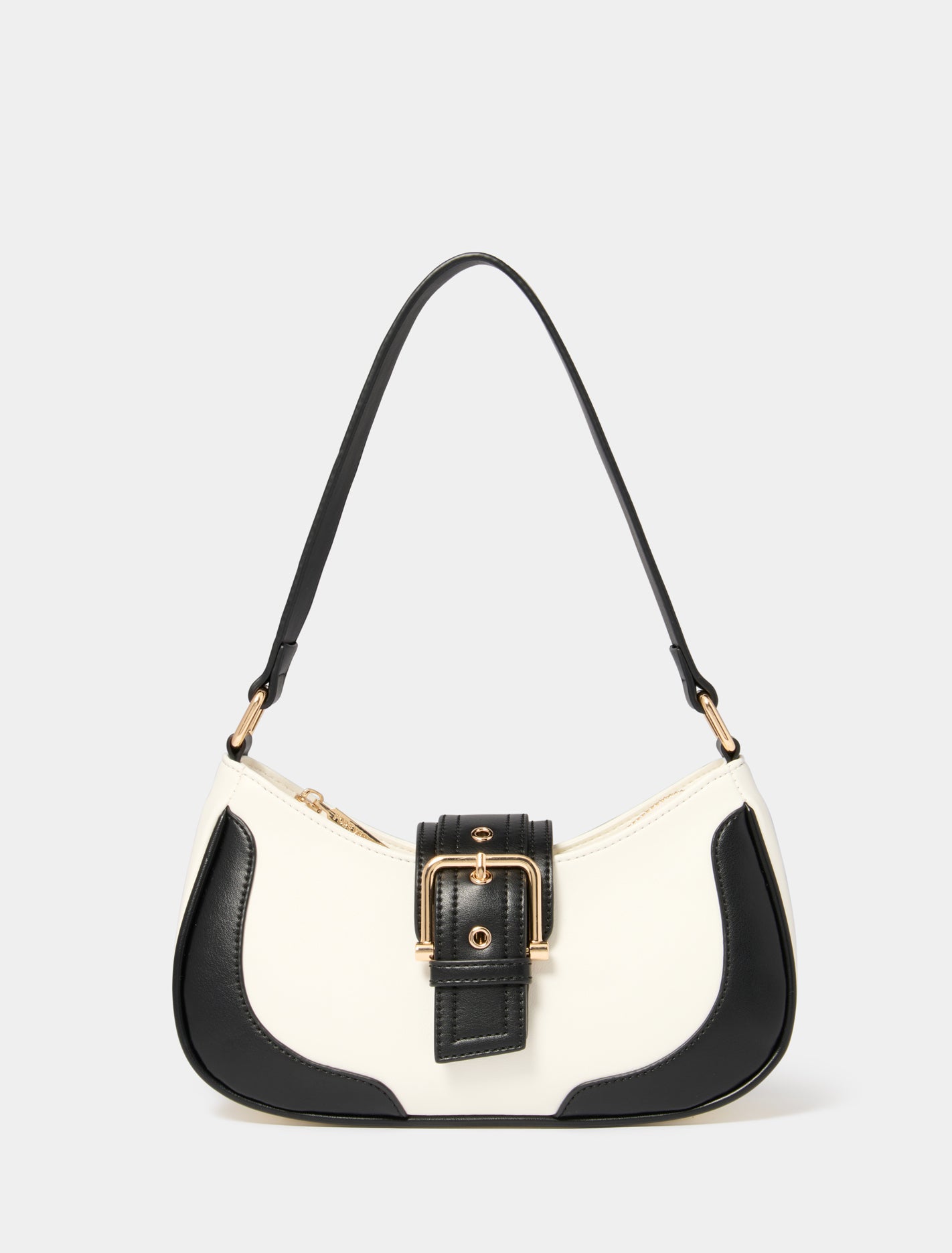 Forever New Women's Wendy Buckle Shoulder Bag in Black/Ivory