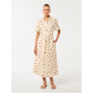 Forever New Women's Willow Short-Sleeve Linen Midi Dress in Paola Tropical