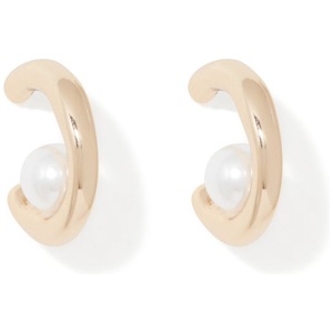 Forever New Women's Willow Wavy Pearl Hoop Earrings in Gold/Pearl