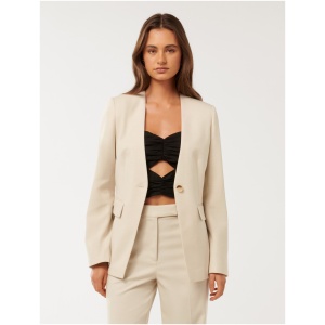 Forever New Women's Xena Collarless Blazer Jacket in Cool S/Suit