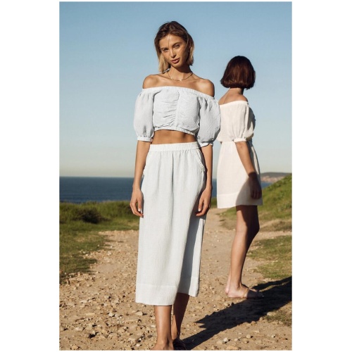 Ginia Sale | Women's Dakota Midi Skirt | XS | Linen Designer Skirts | Afterpay Available