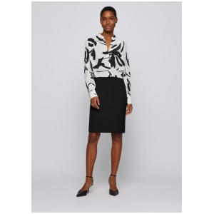 Hugo Boss Sale | Women's Banora Pattern Silk Blouse | 36 | Silk Shirts | Afterpay Available