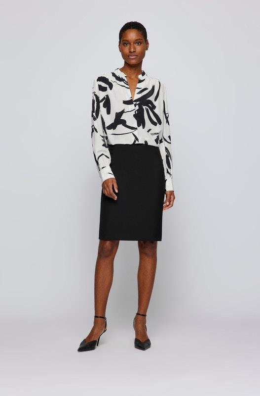 Hugo Boss Sale | Women's Banora Pattern Silk Blouse | 36 | Silk Shirts | Afterpay Available