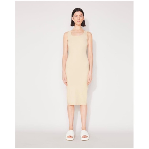 Jac And Mooki Sale Women's RIB TWO WAY DRESS BUTTER CREAM XS Cotton Midi Dresses Afterpay Available