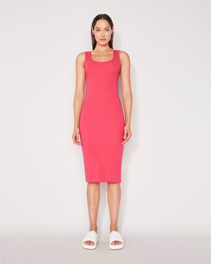 Jac And Mooki Sale Women's RIB TWO WAY DRESS ROUGE RED XS Cotton Midi Dresses Afterpay Available