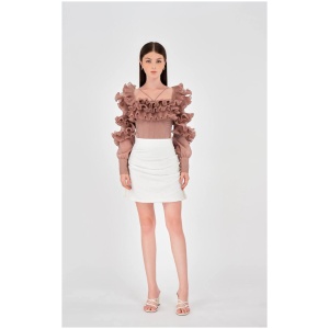 Justin Tong Sale | Women's Ruffle Blouse | 6 | Designer Tops | Afterpay Available