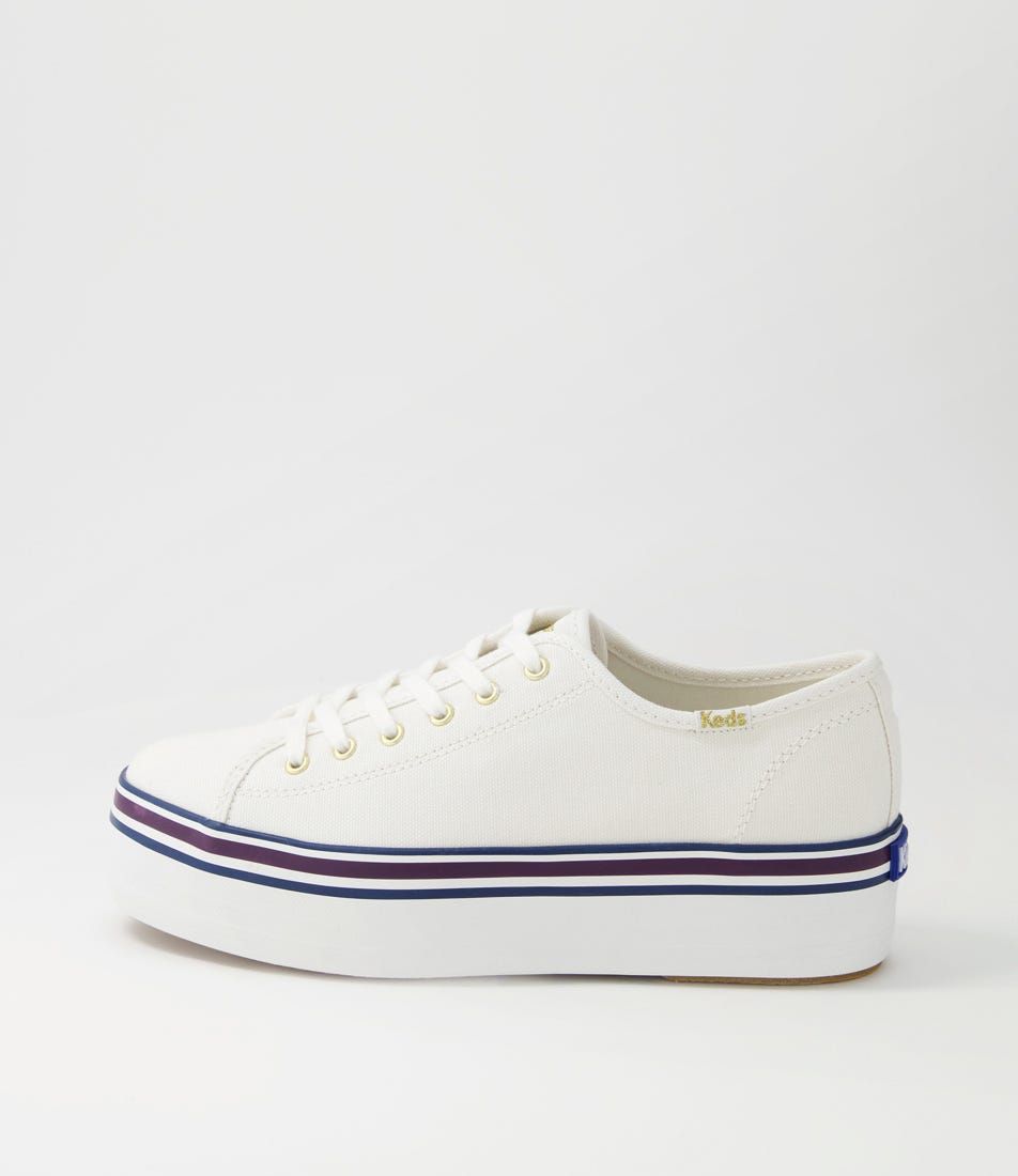 Keds Triple Up Varsity Ke White Blue Canvas White Blue Sneakers Womens Shoes Casual Casual Sneakers