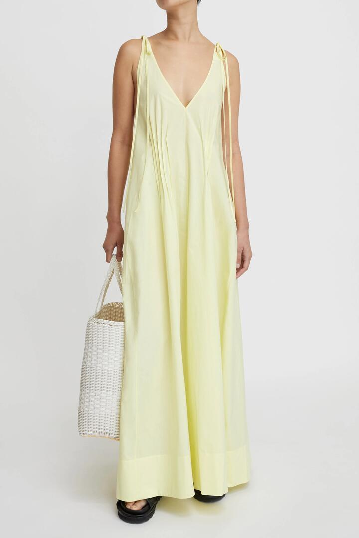 Lee Mathews Sale Women's Andy V Neck Dress LEMON / 00 Cotton Designer Maxi Dresses Afterpay Available