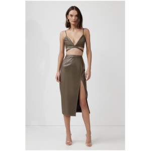 Lexi Sale | Women's Marilla Skirt | Deep Olive | AU/UK 6 | Leather Skirts | Afterpay Available