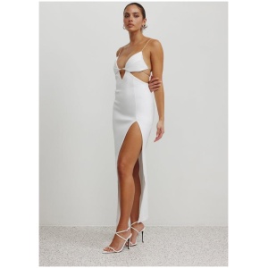 Lexi Sale Women's Neptune Dress White AU/UK 4 Spaghetti Strap Midi Dresses Afterpay Available