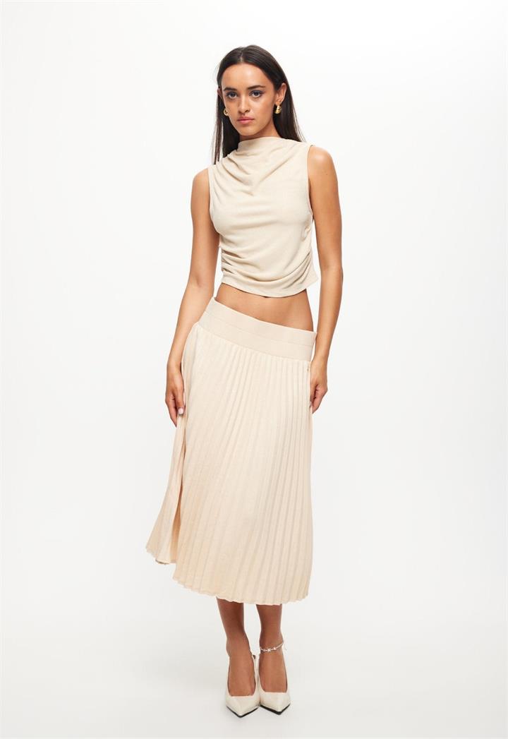 Lioness Sale | Women's SYDNEY PLEAT SKIRT | OATMEAL | XL | Viscose Skirts | Afterpay Available