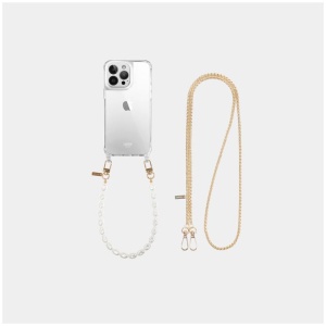 Louve Collection Sale Women's Classic Clear Phone Case + Gaia Gold|Plated Crossbody Phone Chain + Pearl Phone WristletÂ /Â Bracelet IPhone X/XS Withou