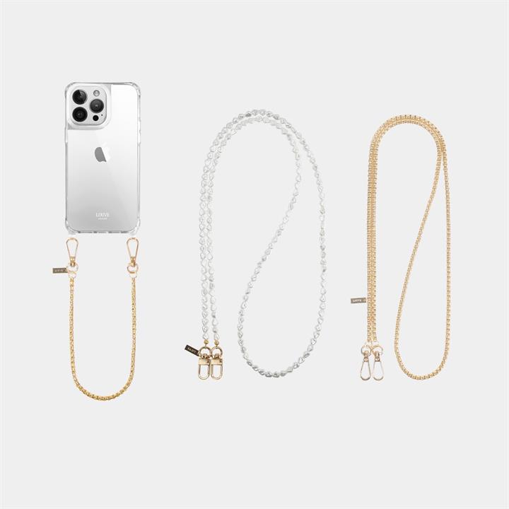 Louve Collection Sale Women's Classic Clear Phone Case + Gaia Gold|Plated Phone WristletÂ /Â Bracelet + Pearl Crossbody Phone Chain + Gaia Gold|Plated