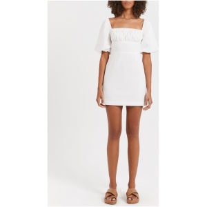 Maria Sleeve Mini Dress in Off White