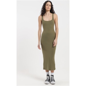 Megan Square Neck Dress in Khaki Green