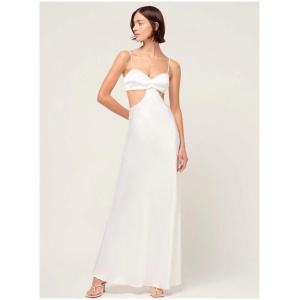 Michael Lo Sordo Sale Women's SUSPENDED CRYSTALLINE LUNA DRESS WHITE AU/UK 4 Silk Designer Maxi Dresses Afterpay Available