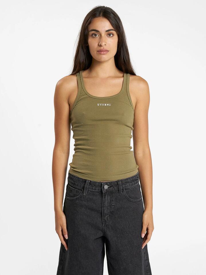 Minimal Thrills Sale | Women'sScoop Tank | Aloe | 8 | Cotton T-Shirts & Singlets | Afterpay Available