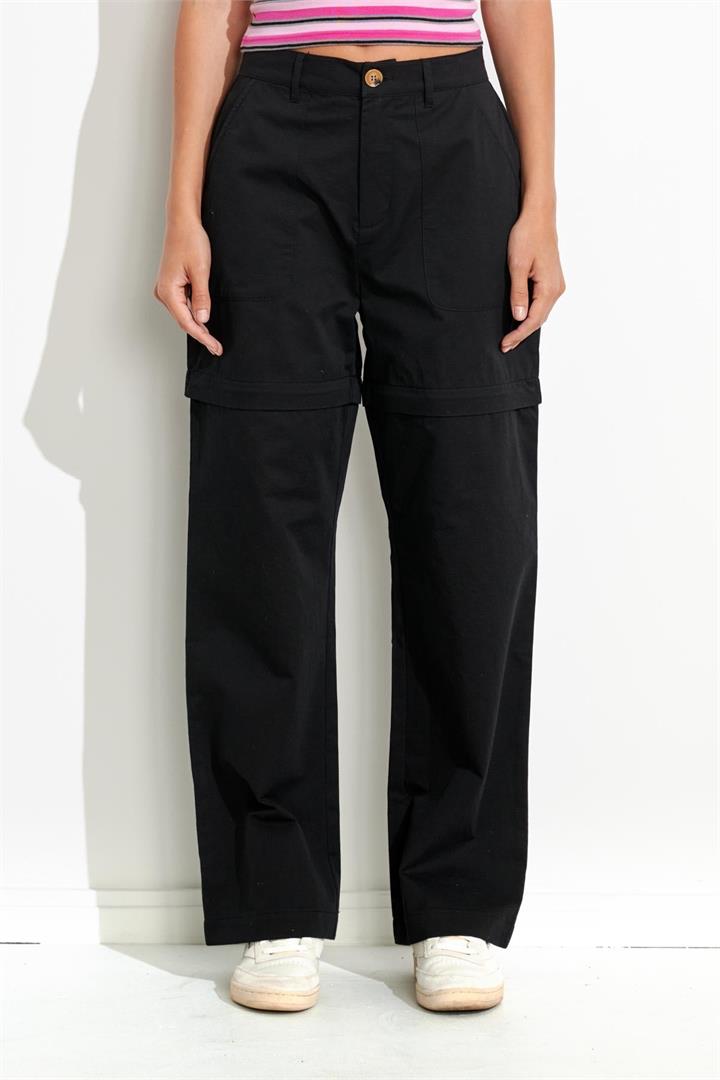 Misfit Sale | Women's PURE SHORES ZIP OFF BEACH PANT | Black | 10 | Cotton Pants | Afterpay Available