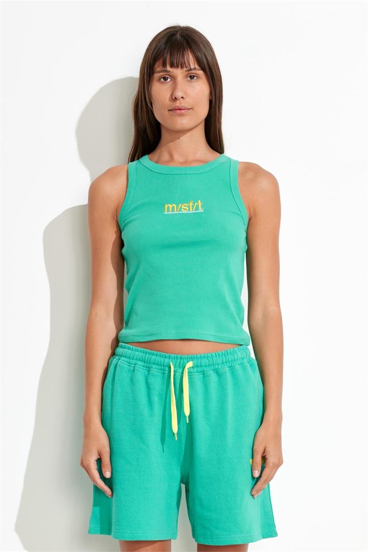 Misfit Sale | Women's UNITED NEEDS RIB TANK | Turquoise | 6 | Cotton T-Shirts & Singlets | Afterpay Available