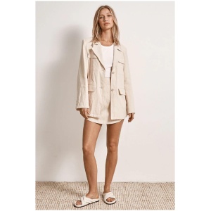 Mon Renn Sale Women's HAVEN BELTED BLAZER|ECRU ECRU / 6 Cotton Blazers Afterpay Available