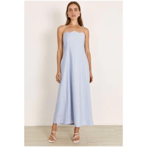 Mon Renn Sale Women's OYSTER MIDI DRESS POWDER BLUE AU/UK 6 Strapless Midi Dresses Afterpay Available