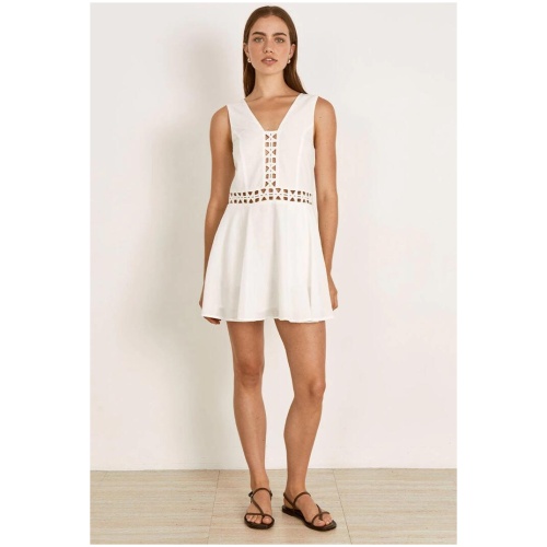 Mon Renn Sale Women's PARADISE MINI DRESS WHITE AU/UK 8 Polyester, Cotton Mini Dresses Afterpay Available