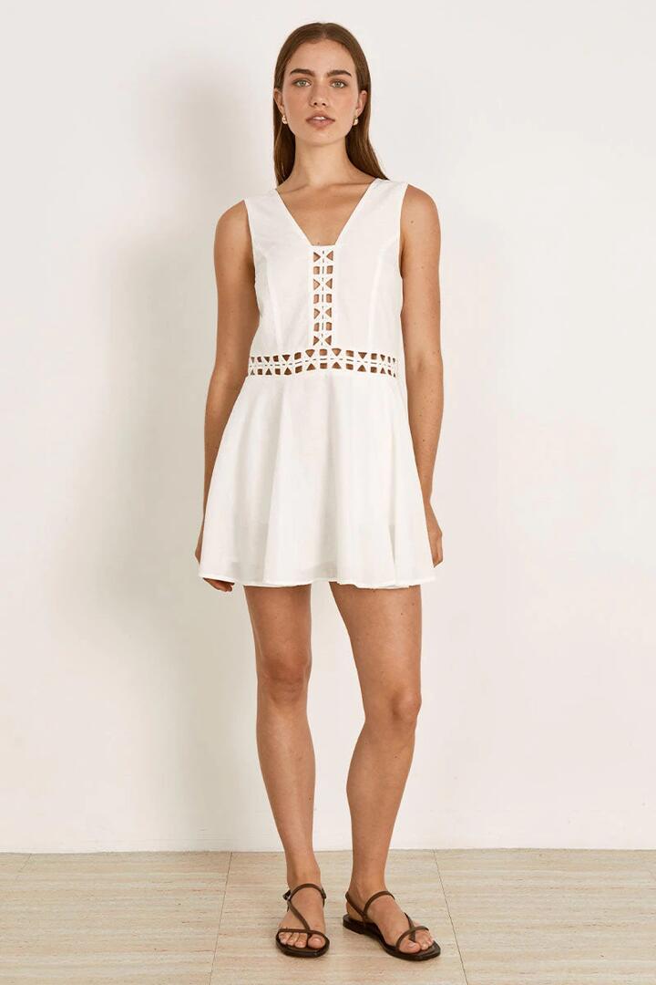 Mon Renn Sale Women's PARADISE MINI DRESS WHITE AU/UK 8 Polyester, Cotton Mini Dresses Afterpay Available