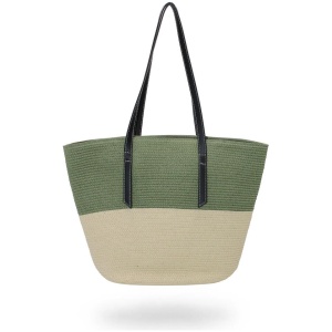 Morgan Taylor Sale Women's Copacabana Beach Bag in Green White / One Size Polyester, Cotton Tote Bags Afterpay Available