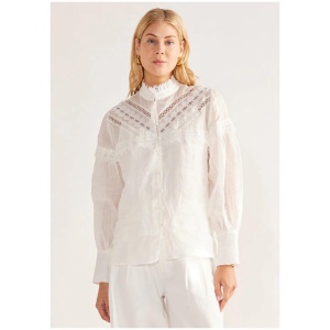 Mos The Label Sale | Women's Elena Blouse | IVORY / 12 | Ramie Shirts | Afterpay Available