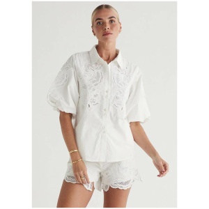 Mos The Label Sale | Women's Helia Blouse | IVORY / 12 | Cotton Tops | Afterpay Available