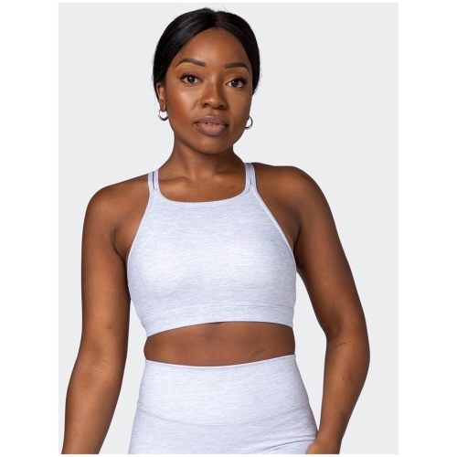 Muscle Nation Sale | Women's Aim High Bra | White Grey Marl | XS | Elastane Sports Bras | Afterpay Available