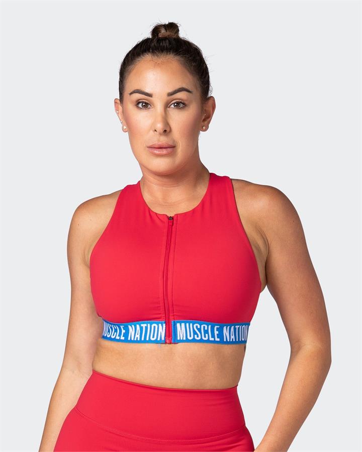 Muscle Nation Sale | Women's Breakpoint Bra | Poppy | XS | Nylon Sports Bras | Afterpay Available