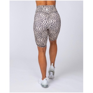 Muscle Nation Sale | Women's Signature Referee Length High Waist Scrunch | Yellow Leopard | Leopard / XS | Nylon Shorts | Afterpay Available