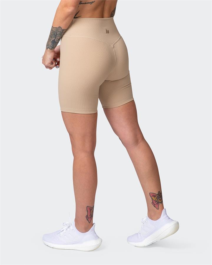 Muscle Nation Sale | Women's Zero Rise Rib Bike Shorts | Brown Sugar | XXS | Nylon Shorts | Afterpay Available